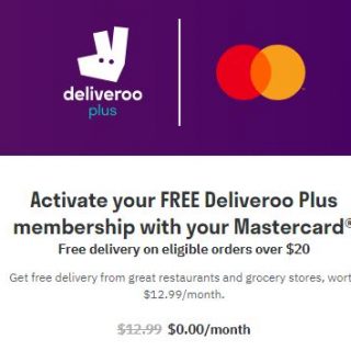 DEAL: Deliveroo - Free 6 or 12 Months Deliveroo Plus with MasterCard 3