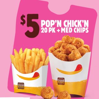 DEAL: Hungry Jack's - $5 Pop'n Chicken 20 Pack + Medium Chips via App (until 26 September 2022) 5