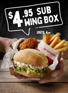 DEAL: Red Rooster - $4.95 Sub Wing Box until 4pm (Sub, Small Chips, Wing) 3