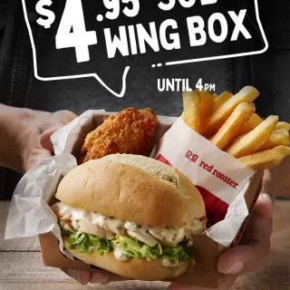 DEAL: Red Rooster - $4.95 Sub Wing Box until 4pm (Sub, Small Chips, Wing) 10