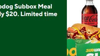 DEAL: Subway - $20 Subdog Meal for Two via DoorDash (until 2 October 2022) 3