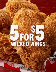 DEAL: KFC - 5 Wicked Wings for $5 (Selected Stores) 32