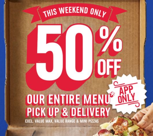 DEAL: Domino's - 50% off Entire Menu Excluding Value, Minis &amp; Pastas ...