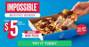 DEAL: Domino's Impossible Meatfree Monday - $5 Impossible Mini Pizza until 5pm via App 3
