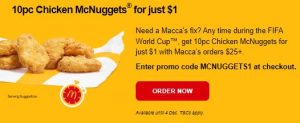 DEAL: McDonald's - 10 Chicken McNuggets for $1 with $25+ Spend via DoorDash (until 4 December 2022) 38