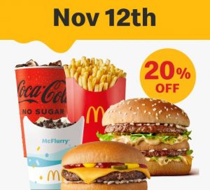 DEAL: McDonald’s - 20% off with $10 Minimum Spend on 12 November 2022 (30 Days 30 Deals) 3