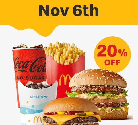 DEAL: McDonald’s - 20% off with $10 Minimum Spend on 6 November 2022 (30 Days 30 Deals) 3