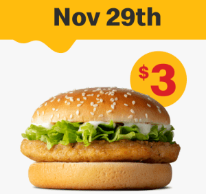 DEAL: McDonald’s - $3 McChicken on 29 November 2022 (30 Days 30 Deals) 3