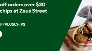 DEAL: Zeus Street Greek - $5 off $20 Spend + Free Chips via DoorDash 3