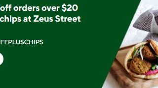 DEAL: Zeus Street Greek - $5 off $20 Spend + Free Chips via DoorDash 2