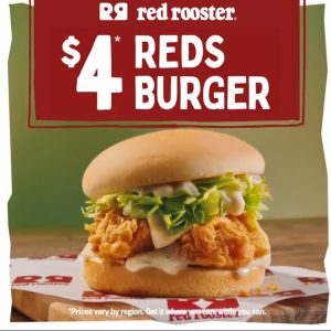 DEAL: Red Rooster - $4 Reds Burger 3