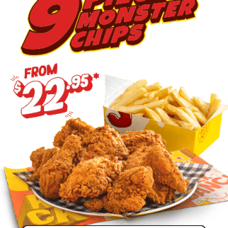 DEAL: Chicken Treat - 9 Piece Crunchified Chicken & Monster Chips for $22.95 (until 4 July 2023) 2