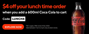 DEAL: DoorDash - $4 off Orders Between 11am-2pm with 600ml Coca Cola in Cart 8