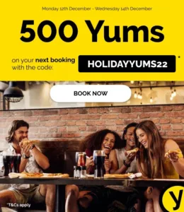 DEAL: TheFork - 500 Yums ($10-$12.50 Value) with Booking until 14 December 2022 1
