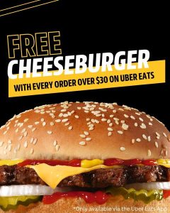 DEAL: Carl's Jr - Free Cheeseburger with $30 Spend via Uber Eats 9