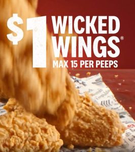 DEAL: KFC - $1 Wicked Wing Each via App or Website 28