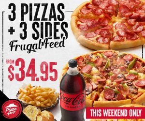 DEAL: Pizza Hut - 3 Pizzas + 3 Sides for $34.95 Pickup or $38.95 Delivered 3