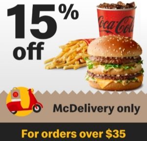 DEAL: McDonald's - 15% off with $35+ Spend with McDelivery via MyMacca's App (until 2 April 2023) 32
