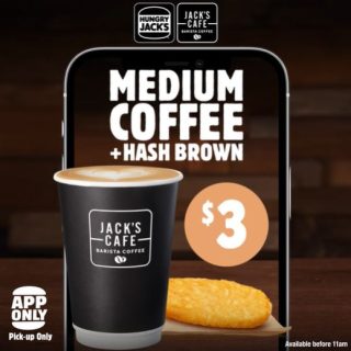 DEAL: Hungry Jack's - $3 Medium Coffee & Hash Brown via App (until 31 July 2023) 7