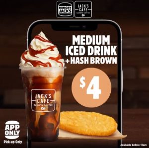 DEAL: Hungry Jack's - $4 Medium Iced Drink & Hash Brown via App (until 20 November 2023) 3