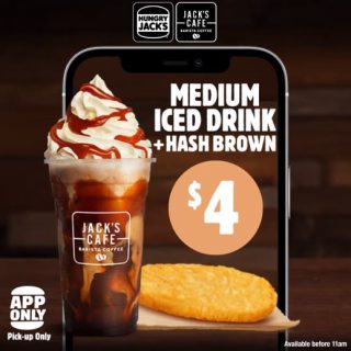 DEAL: Hungry Jack's - $4 Medium Iced Drink & Hash Brown via App 5