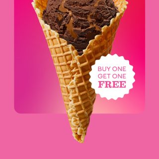 DEAL: Baskin Robbins - Buy One Get One Free Chocolate Caramel Sweethearts 1 Scoop Waffle Cone for Club 31 Members 6