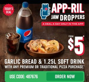 DEAL: Domino's - $5 Garlic Bread & 1.25L Drink with Traditional/Premium Pizza Purchase via Domino's App (19 April 2023) 3