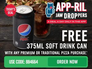 DEAL: Domino's - Free 375ml Can of Drink with Traditional/Premium Pizza Purchase via Domino's App (21 April 2023) 3
