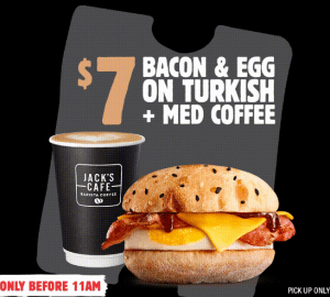 DEAL: Hungry Jack's - $7 Bacon & Egg on Turkish & Medium Coffee via App (until 11 September 2023) 3
