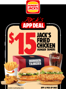 DEAL: Hungry Jack's - $15 Jack's Fried Chicken Hunger Tamers Meal via App 3