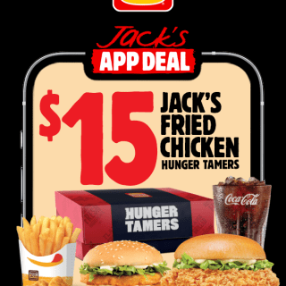 DEAL: Hungry Jack's - $15 Jack's Fried Chicken Hunger Tamers Meal via App 4 DEAL: Hungry Jack's - $15 Jack's Fried Chicken Hunger Tamers Meal via App 4