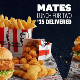 DEAL: KFC - $35 Mates Lunch for Two Delivered via KFC App (Victoria Only) 2 DEAL: KFC - $35 Mates Lunch for Two Delivered via KFC App (Victoria Only) 2