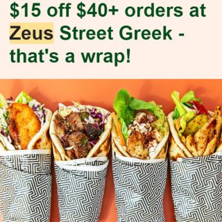 DEAL: Zeus Street Greek - $15 off $40 Spend via DoorDash (until 24 April 2023) 10