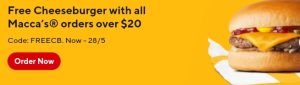DEAL: McDonald's - Free Cheeseburger with $20+ Spend via DoorDash (until 15 October 2023) 37