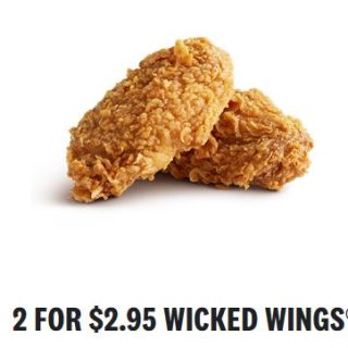 DEAL: KFC - 2 Wicked Wings for $2.95 via App & Online Pickup 1