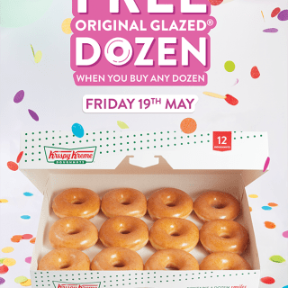 DEAL: Krispy Kreme - Free Original Glazed Dozen with Any Dozen Purchase on 19-20 May 2023 10