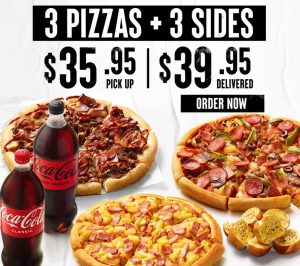 DEAL: Pizza Hut - 3 Pizzas + 3 Sides for $35.95 Pickup or $39.95 Delivered 3