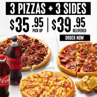 DEAL: Pizza Hut - 3 Pizzas + 3 Sides for $35.95 Pickup or $39.95 Delivered 8