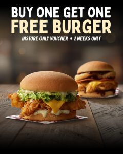 DEAL: Red Rooster - Buy One Get One Free Burgers for Red Royalty Members (until 29 May 2023) 3