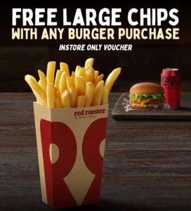 DEAL: Red Rooster - Free Large Chips with Burger Purchase with $10 Minimum Spend Pickup for Red Royalty Members (until 5 June 2023) 3