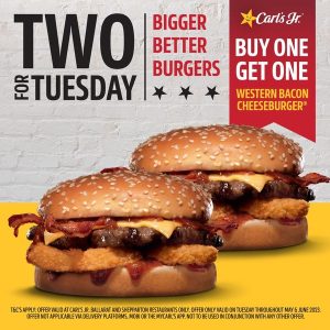 DEAL: Carl's Jr - Buy One Get One Free Western Bacon Cheeseburgers on Tuesdays (Selected Stores) 8