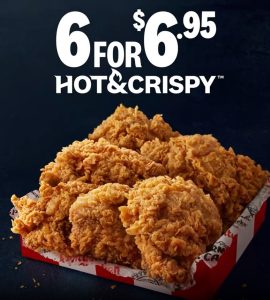 DEAL: KFC 6 for $6.95 Hot & Crispy Boneless (Newcastle Only) 28