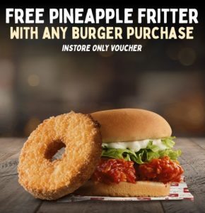 DEAL: Red Rooster - Free Pineapple Fritter with Burger Purchase Pickup for Red Royalty Members (until 12 June 2023) 3