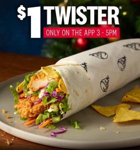 DEAL: KFC $1 Twister via App (3-5pm 10 July 2023) 3