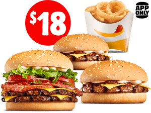 DEAL: Hungry Jack's - $18 Ultimate Double Whopper, 2 BBQ Cheeseburgers & Large Onion Rings Pickup via App 3