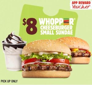 DEAL: Hungry Jack's - $8 Whopper + Cheeseburger + Small Sundae via App (until 27 November 2023) 3