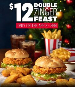 DEAL: KFC - $12 Double Zinger Feast Pickup via App (3-5pm 7 July 2023) 1