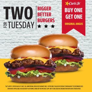 DEAL: Carl's Jr - Buy One Get One Free Original Angus Burgers on Tuesdays (Selected Stores) 8