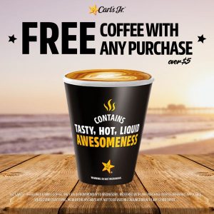 DEAL: Carl's Jr - Free Small Coffee with Any Purchase over $5 on Monday to Wednesday 8