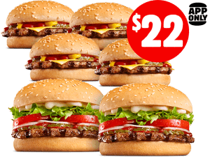 DEAL: Hungry Jack's - 2 Whoppers & 4 Cheeseburgers for $22 Pickup via App 1